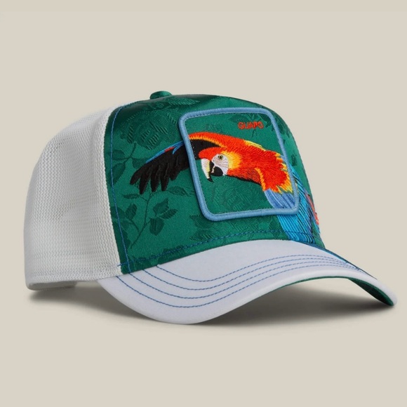 Goorin Bros "Honduras Macaw" Parrot Bird GUAPO Embroidered Hat White Green NWT - Picture 5 of 9
